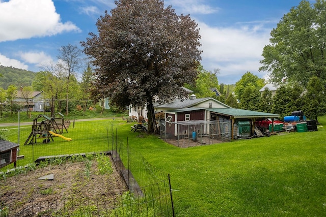 2779 Stony Fork Rd, Wellsboro, PA 16901 - view of grassy yard with a playground, an outdoor structure, and exterior structure