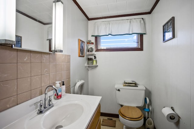 2779 Stony Fork Rd, Wellsboro, PA 16901 - bathroom with ornamental molding, toilet, and vanity