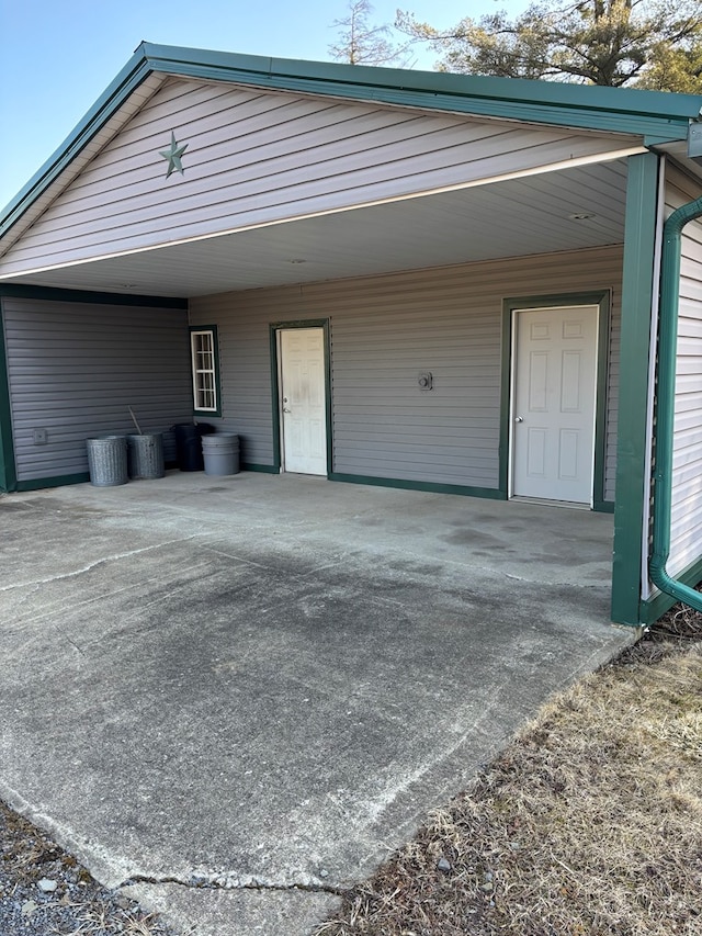 garage with a carport