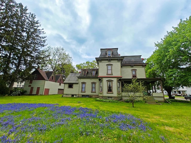 440 Park Ave, Waverly, NY 14892 - rear view of property featuring mansard roof and a yard