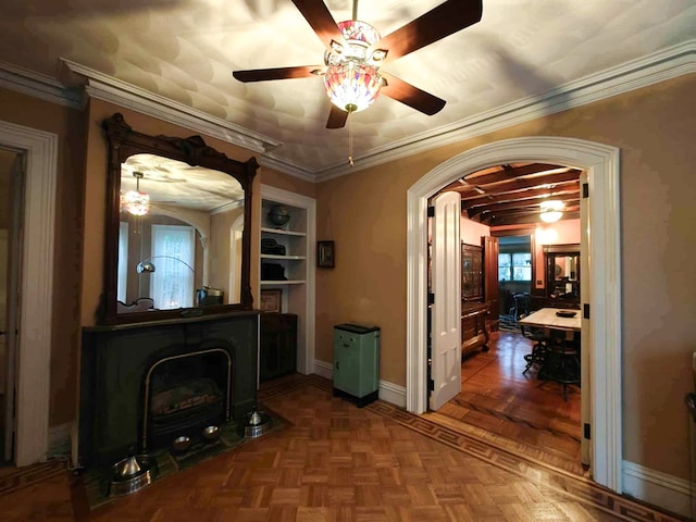 440 Park Ave, Waverly, NY 14892 - unfurnished living room featuring a ceiling fan and arched walkways