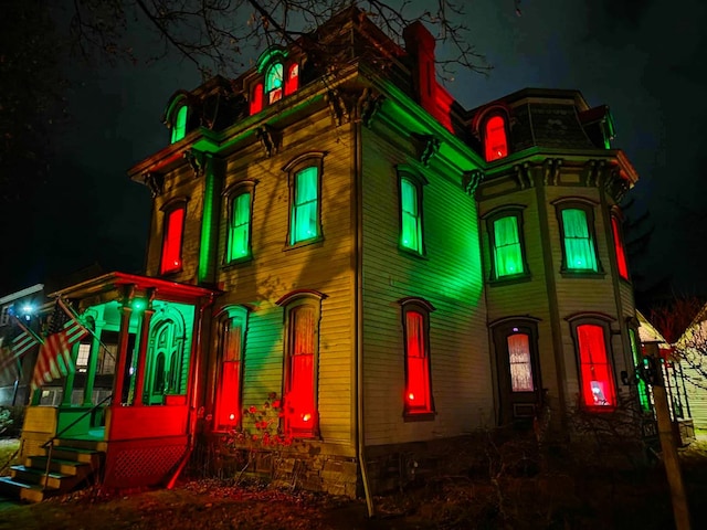 440 Park Ave, Waverly, NY 14892 - property exterior at night with mansard roof