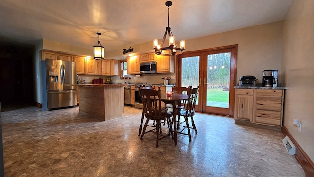 8065 Rte 414, Liberty, PA 16930 - dining area featuring a chandelier, visible vents, and baseboards