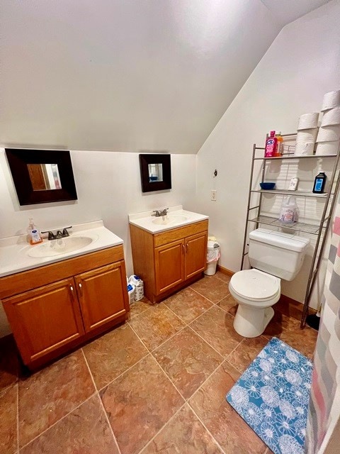 19 Angel Trl, Duke Center, PA 16729 - full bathroom featuring vanity, vaulted ceiling, and tile patterned flooring