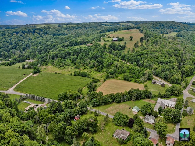 aerial view with a rural view