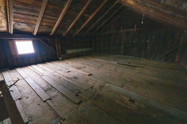 view of unfinished attic