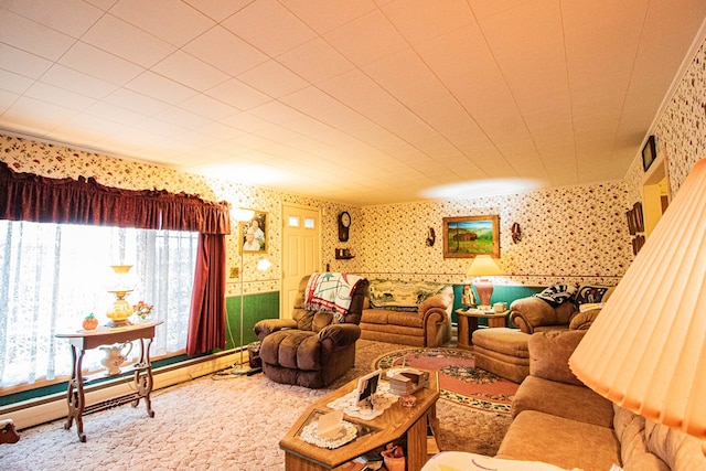 living room with carpet flooring