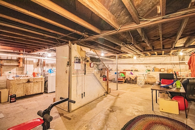 basement with independent washer and dryer