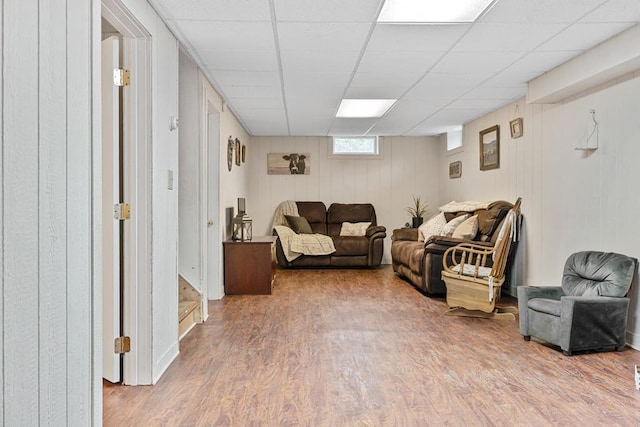 118 Milton Ln, Warren Center, PA 18851 - living area with wood finished floors, a drop ceiling, and wood walls