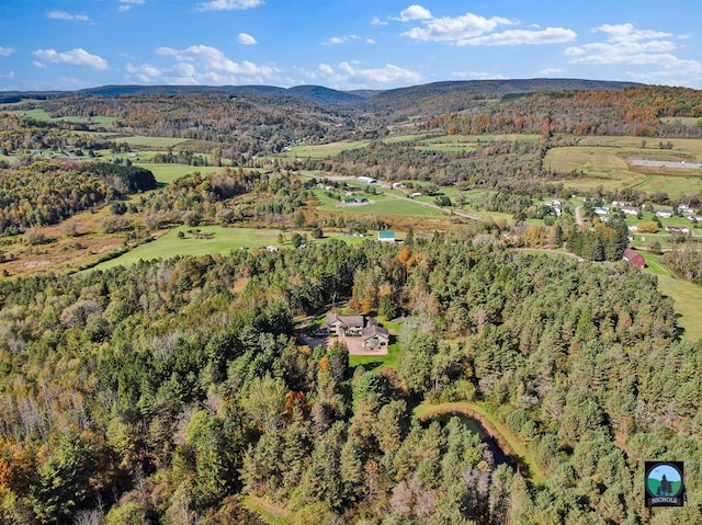 aerial view featuring a mountain view