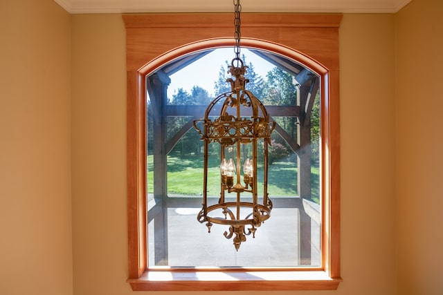 room details with a notable chandelier