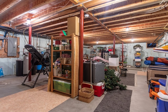 basement with electric panel