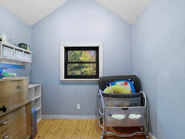 543 Drybrook Rd, Waverly, NY 14892 - bedroom featuring light wood-type flooring, vaulted ceiling, and baseboards