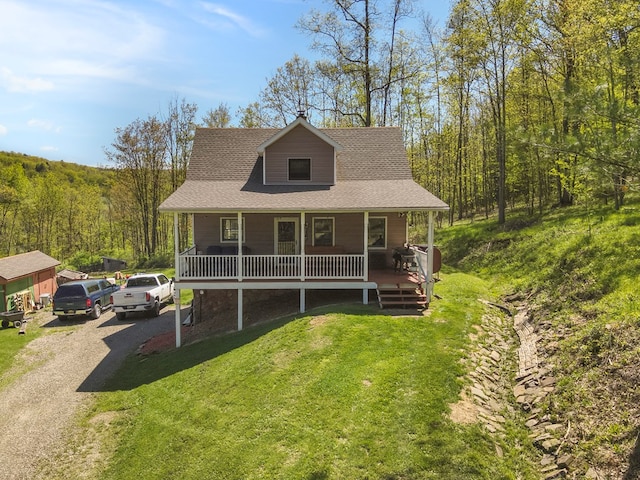 543 Drybrook Rd, Waverly, NY 14892 - view of front of house featuring covered porch, a front yard, and driveway