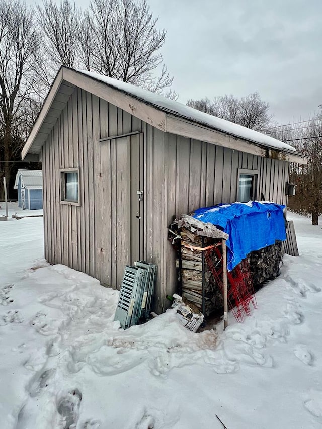 view of snow covered structure