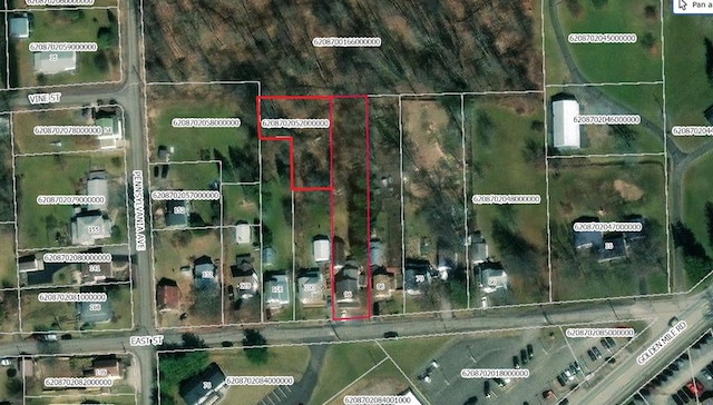 96 E St, Towanda, PA 18848 - aerial view of property's location with property parcel outlined