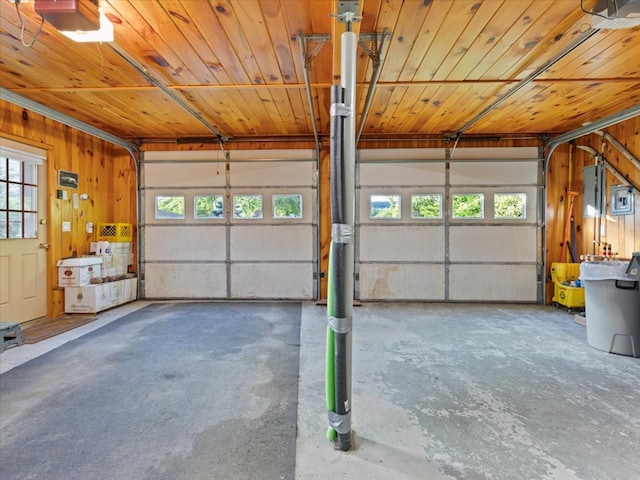 garage with a garage door opener