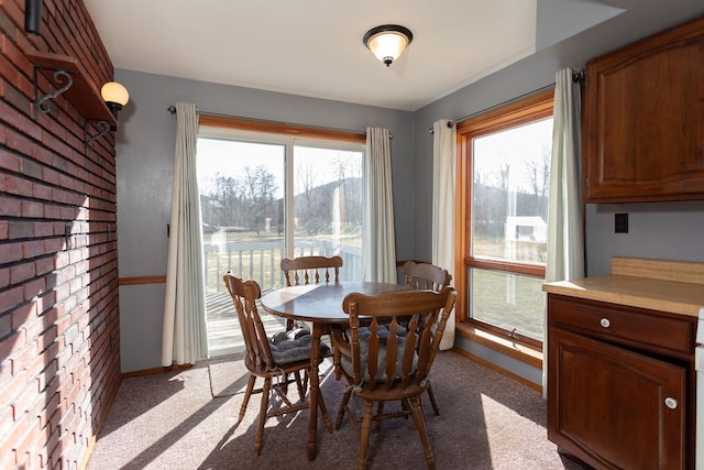 dining space featuring plenty of natural light and carpet floors