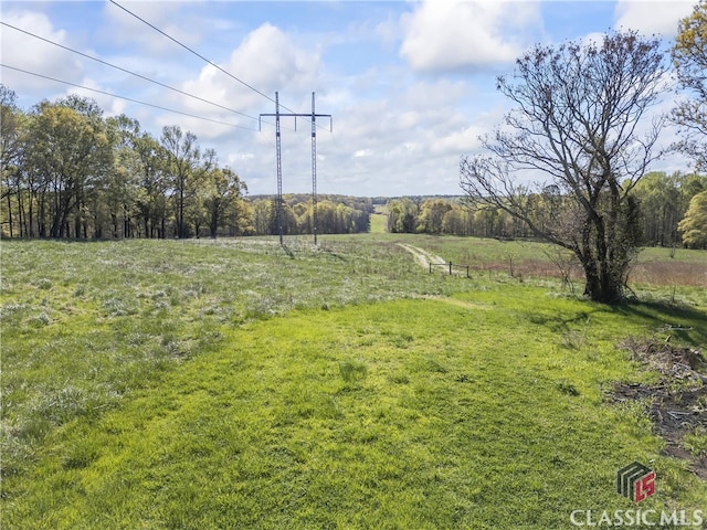 view of yard with a rural view