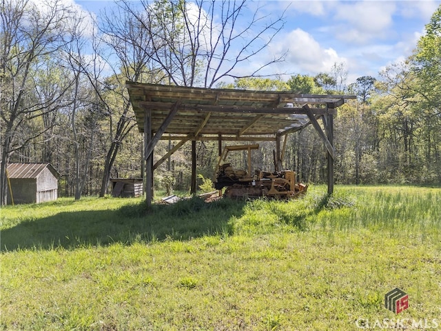 view of yard with an outdoor structure