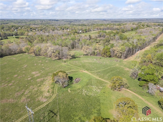 bird's eye view featuring a rural view