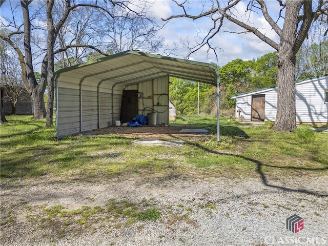 view of shed / structure featuring a carport