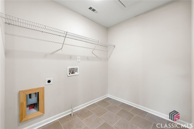 laundry room with electric dryer hookup, washer hookup, and tile flooring