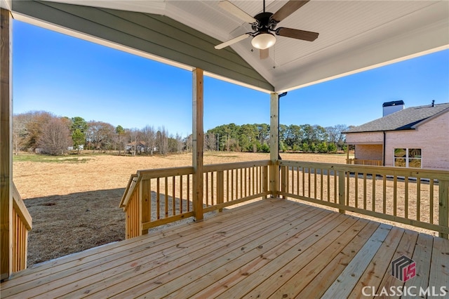 deck featuring ceiling fan