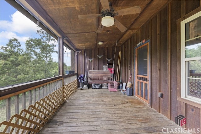 deck featuring ceiling fan