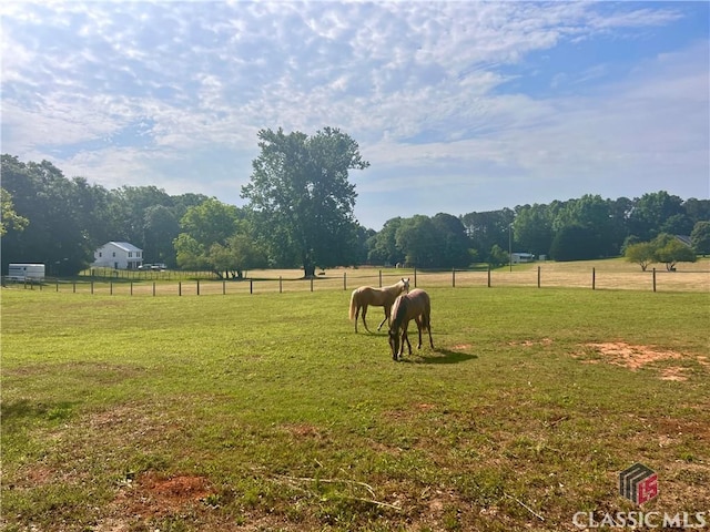 view of yard featuring a rural view