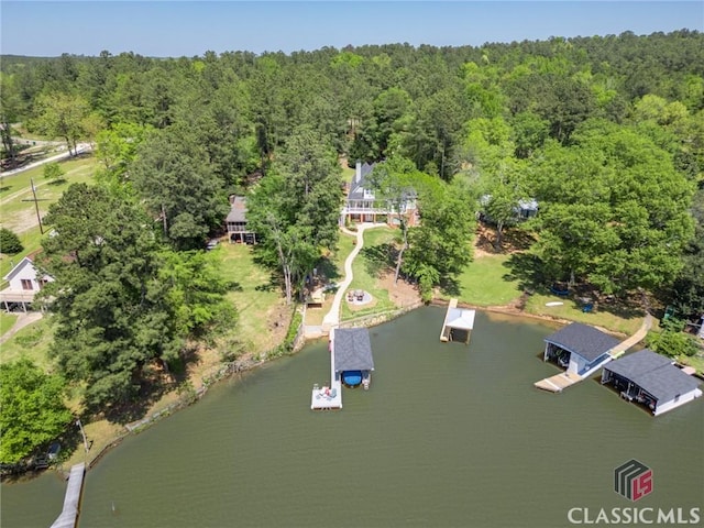 bird's eye view featuring a water view