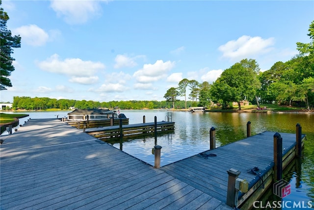 dock area featuring a water view