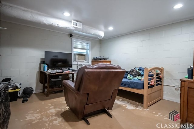 bedroom featuring cooling unit