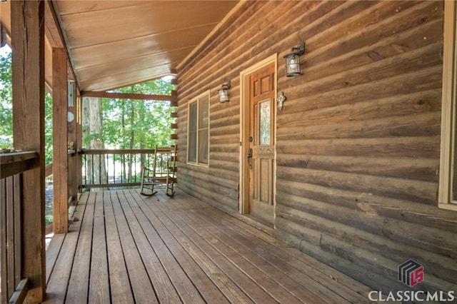 wooden deck with a porch