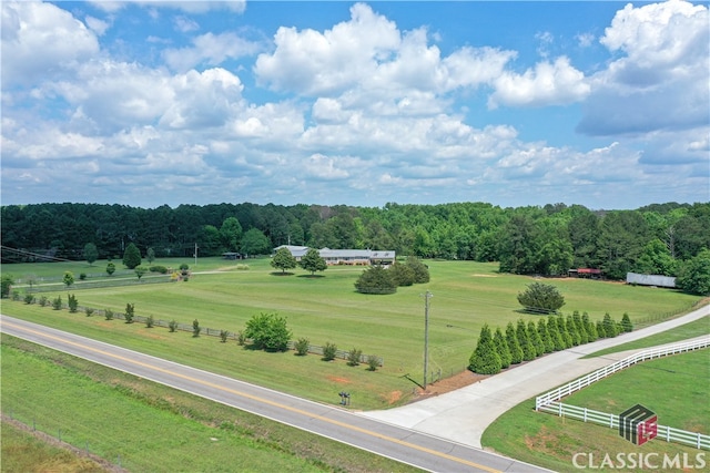 exterior space with a rural view