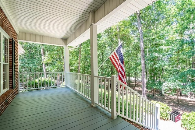 deck featuring covered porch