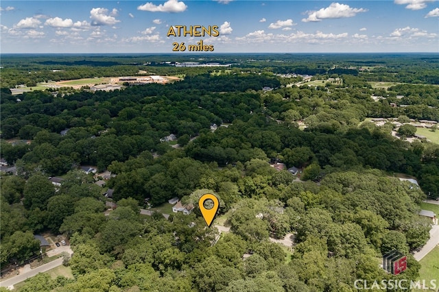 drone / aerial view with a forest view