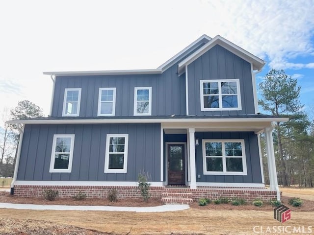 view of front of property featuring a porch and board and batten siding