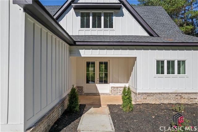 entrance to property featuring french doors