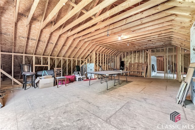 view of unfinished attic