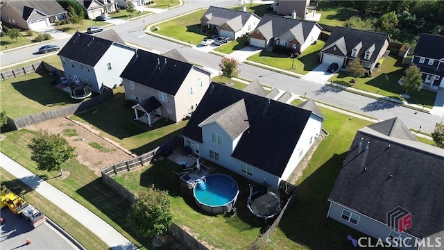bird's eye view with a residential view