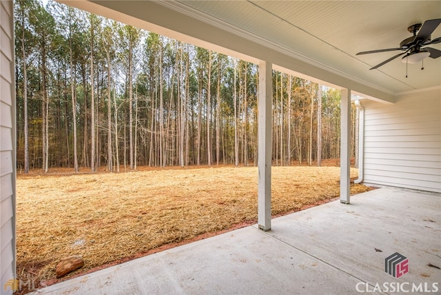 view of patio with ceiling fan