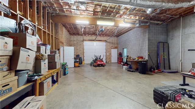 garage with a garage door opener