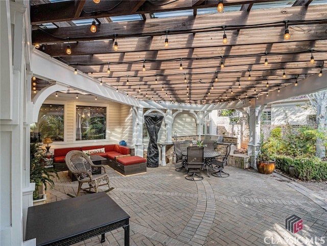 view of patio / terrace featuring a pergola