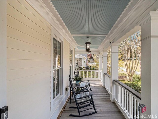 wooden deck with covered porch