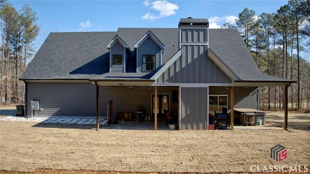 back of house featuring ceiling fan and a patio