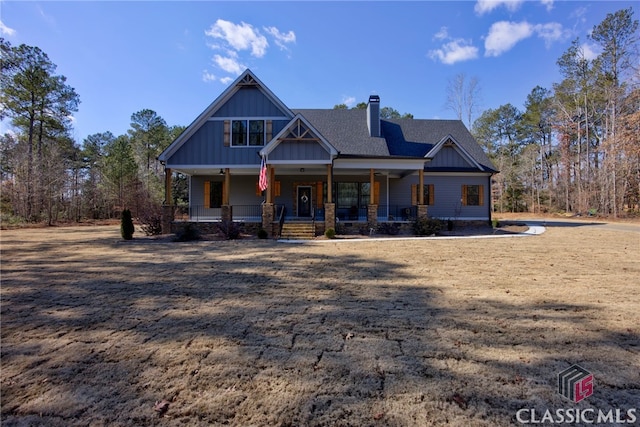 craftsman inspired home with covered porch