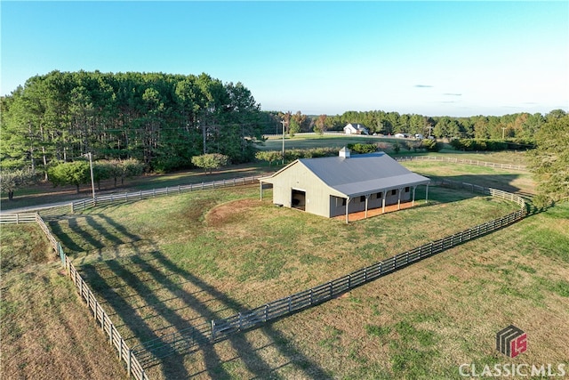 bird's eye view with a rural view