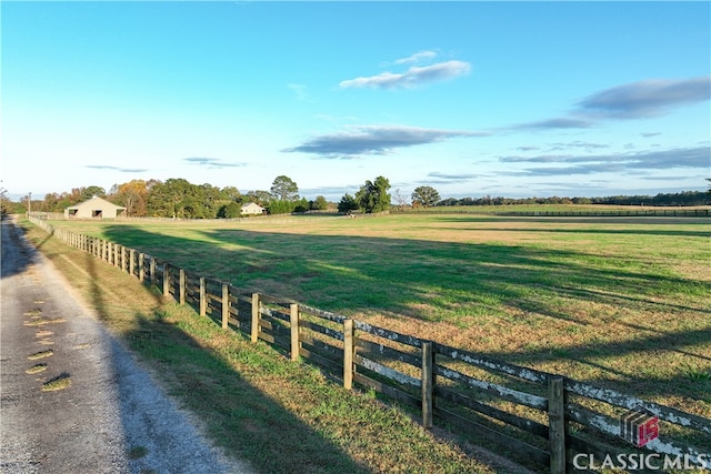 view of road featuring a rural view