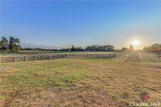 view of yard with a rural view